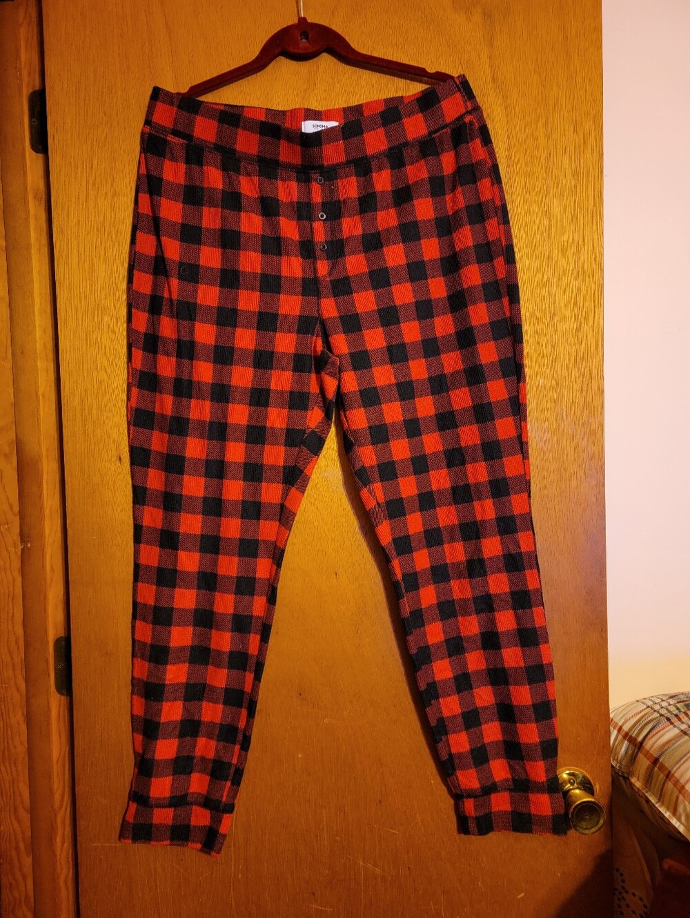 Red and Black Buffalo Plaid Jogger Pants